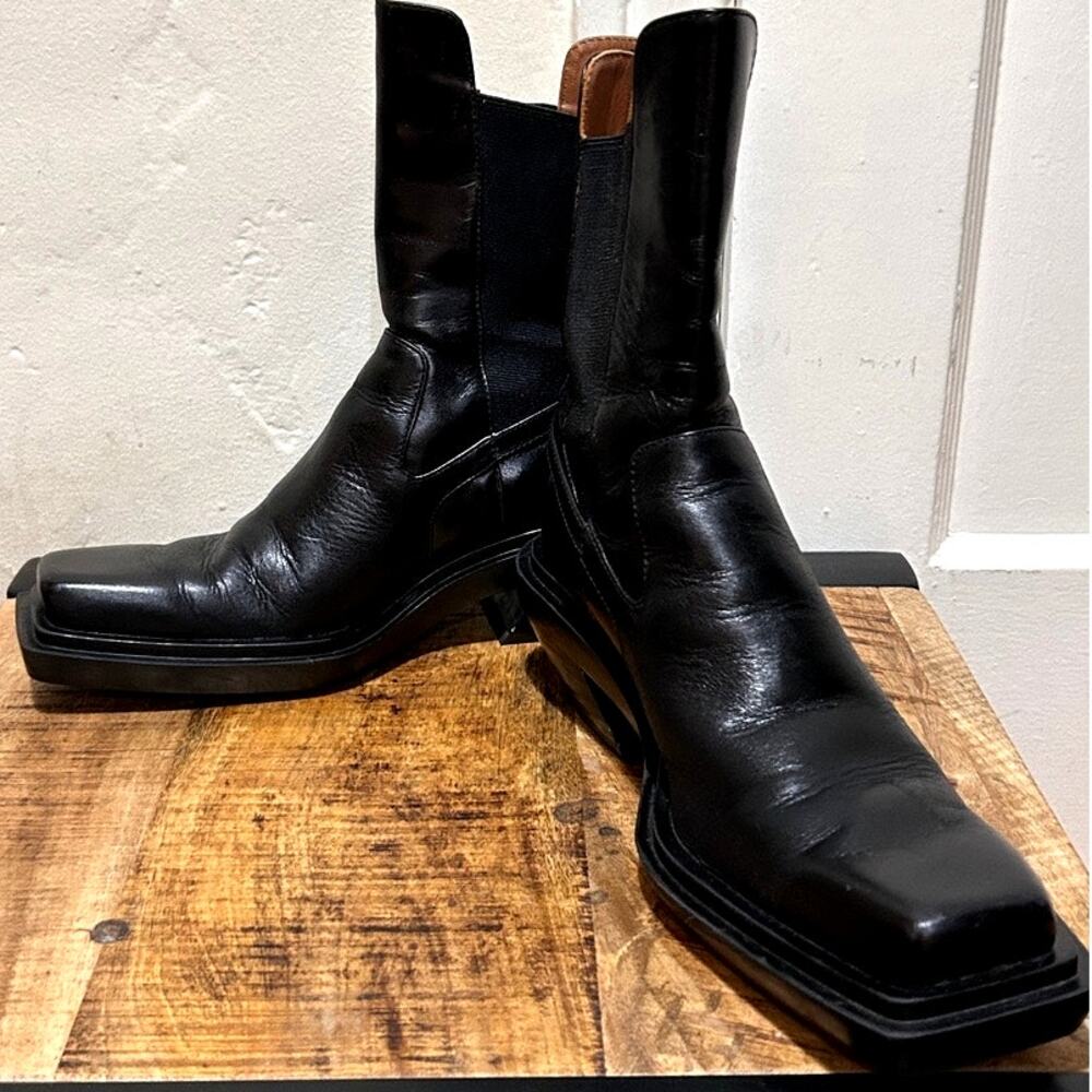 Zara Heeled Leather Square Toe Ankle Boots, 37 Black - Picture 11 of 11